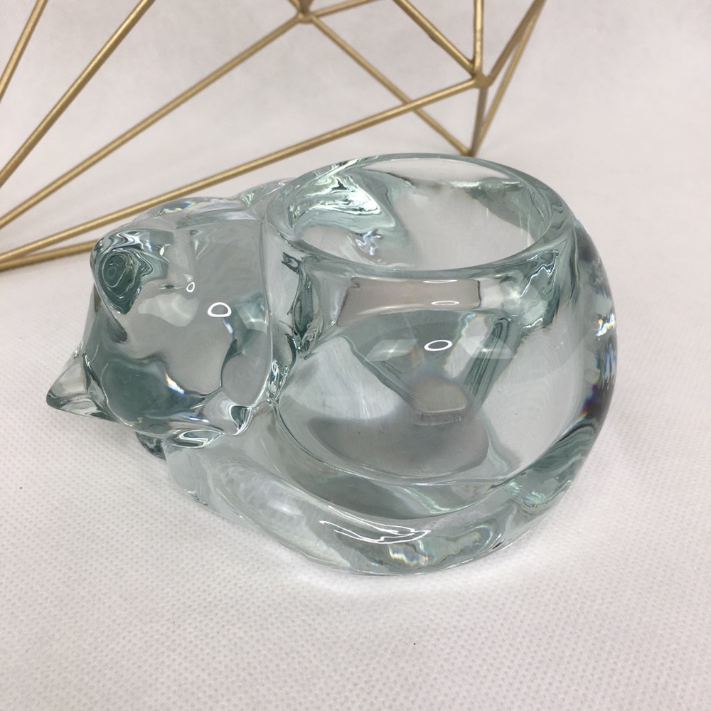 Napping Cat Crystal Candle Holder